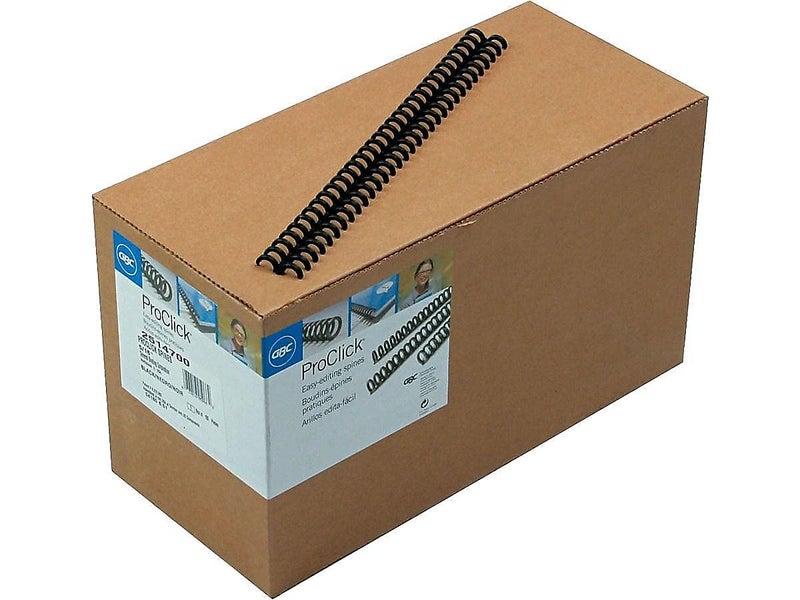 GBC Binding Spines / Spirals / Coils, 5/16" Diameter, 45 Sheet Capacity, ProClick, Black, 100 Pack (2514700) - Image 2